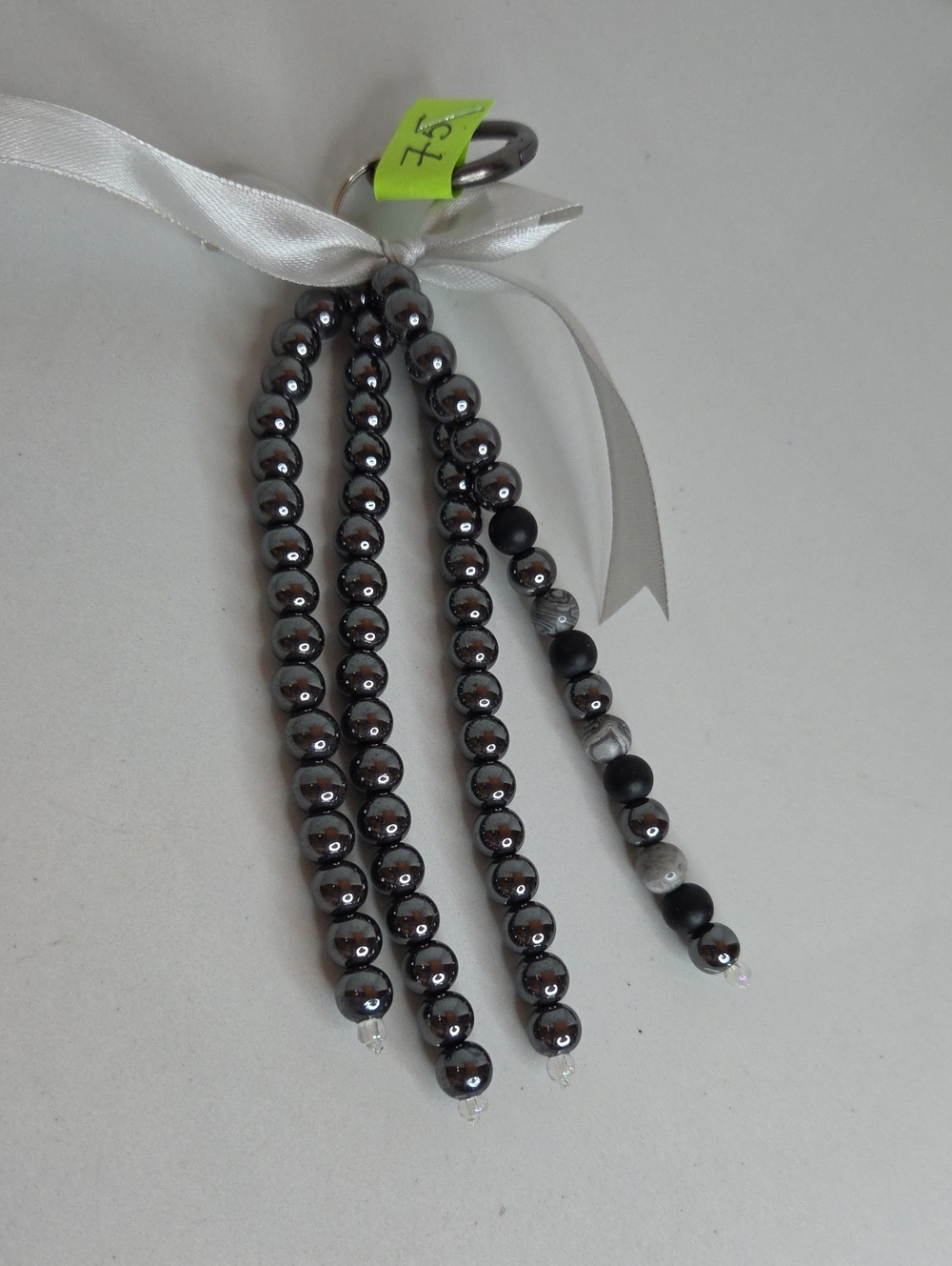 75 - Elegant Hematite Bead Tassel Bag Charm